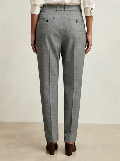 Check Slim-Fit Suit Trousers in Grey | Reiss Women Trending