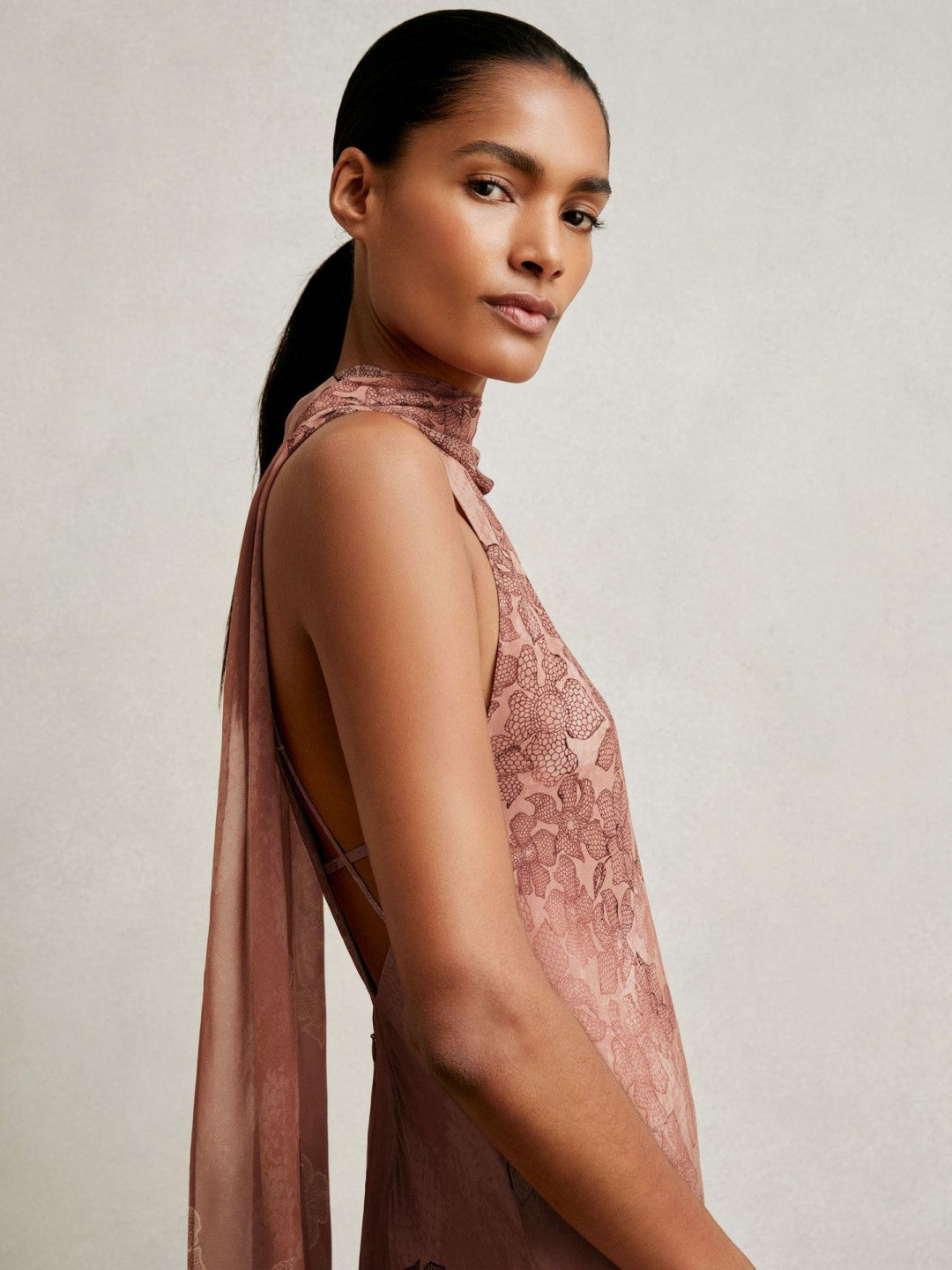 Chiffon Floral Cape Maxi Dress in Pale Pink | Reiss Women Popular