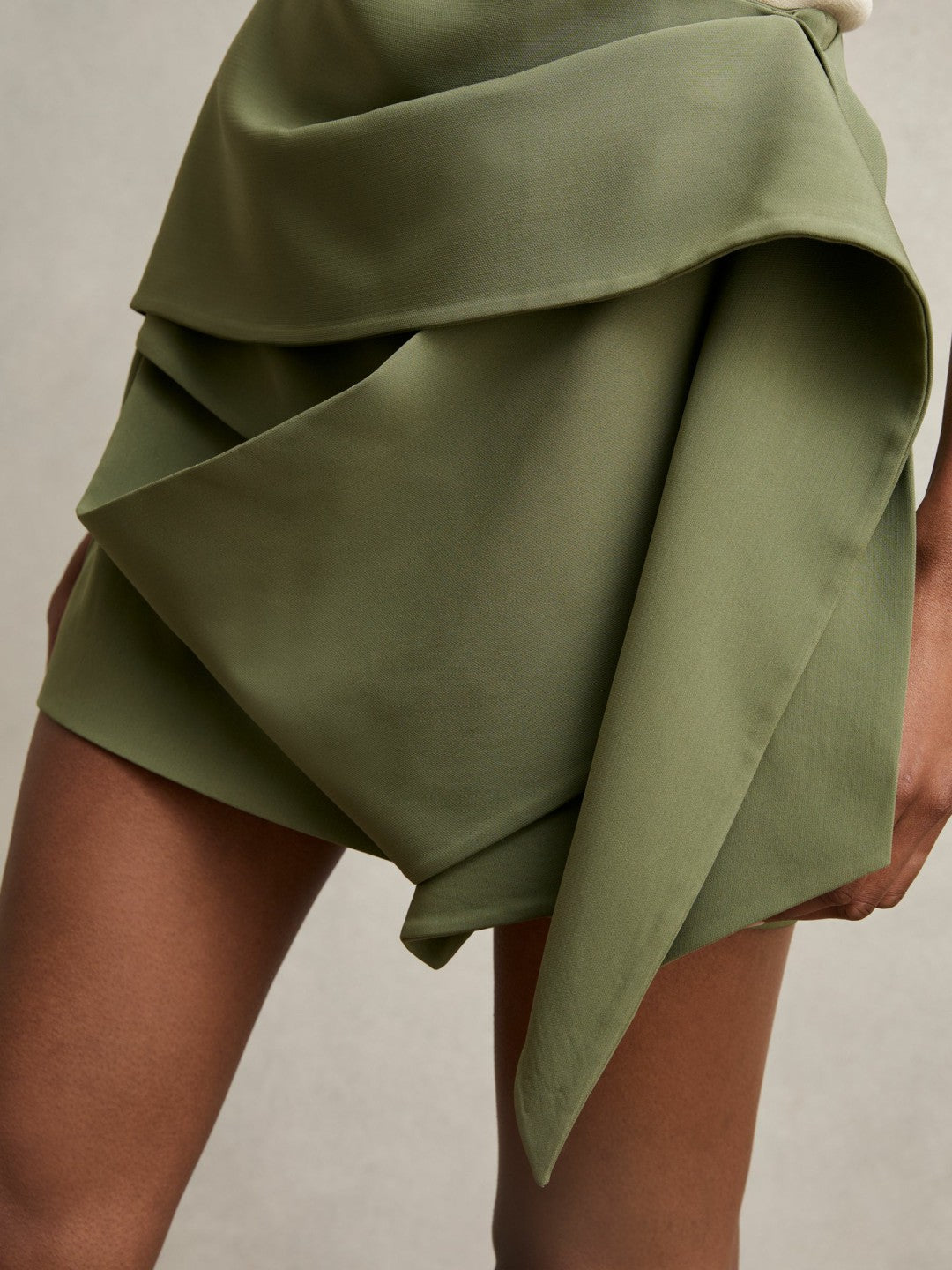 Sculptural Mini Skirt in Green | Reiss Women New