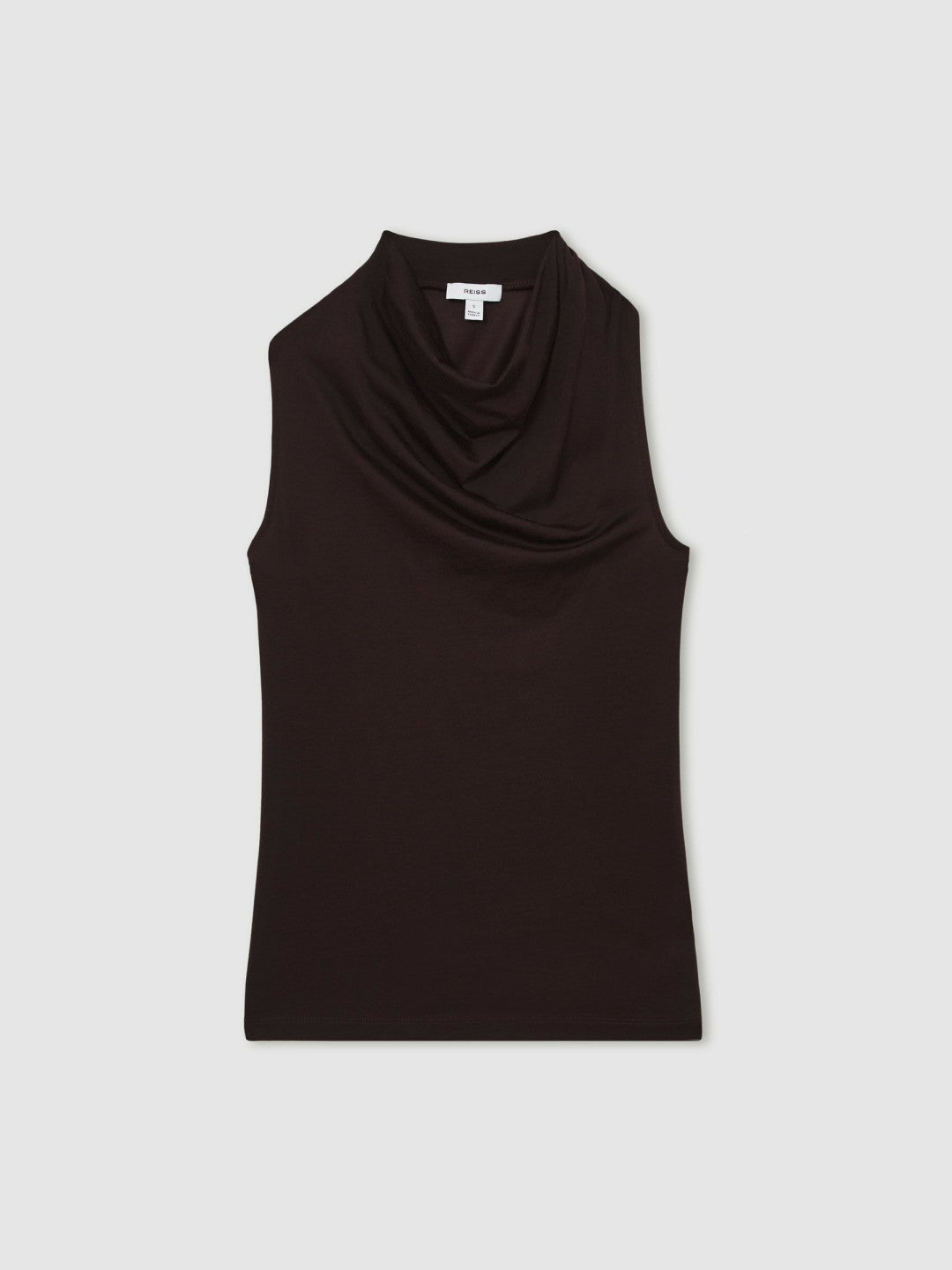 Cotton-Blend Cowl-Neck Sleeveless Top in Plum Purple | Reiss Women Premium
