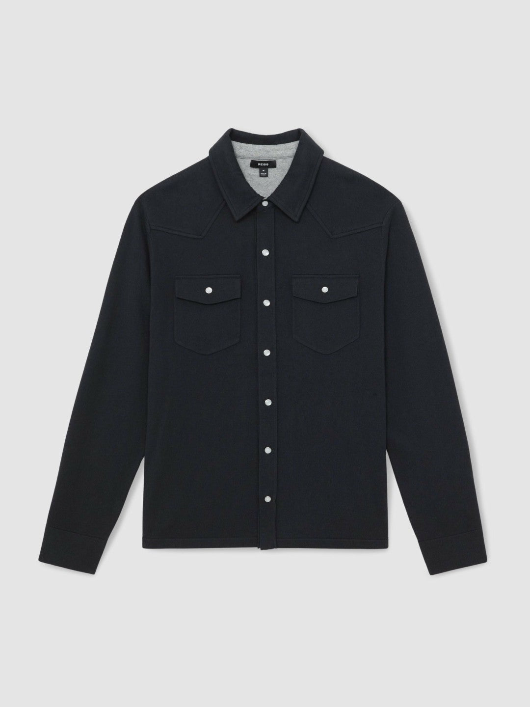 Cotton-Cashmere Western Knitted Shirt in Navy | Reiss Men Popular