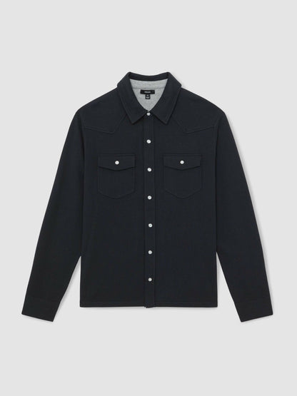 Cotton-Cashmere Western Knitted Shirt in Navy | Reiss Men Popular