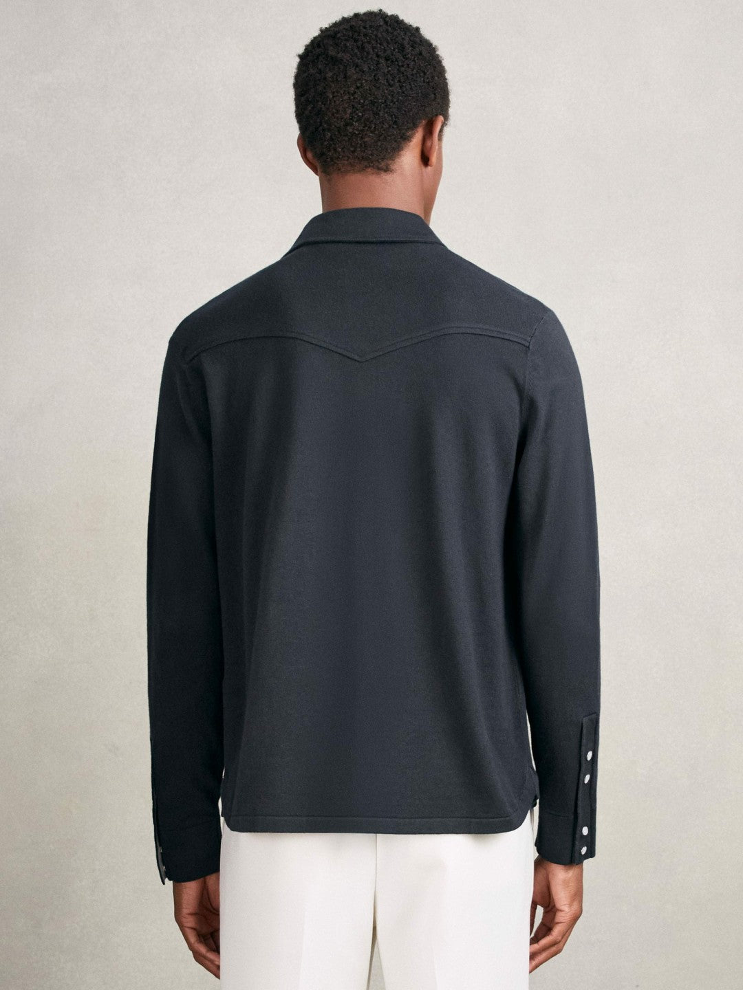 Cotton-Cashmere Western Knitted Shirt in Navy | Reiss Men Popular