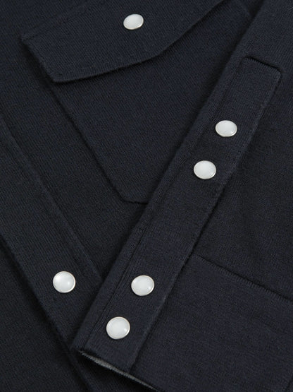 Cotton-Cashmere Western Knitted Shirt in Navy | Reiss Men Popular