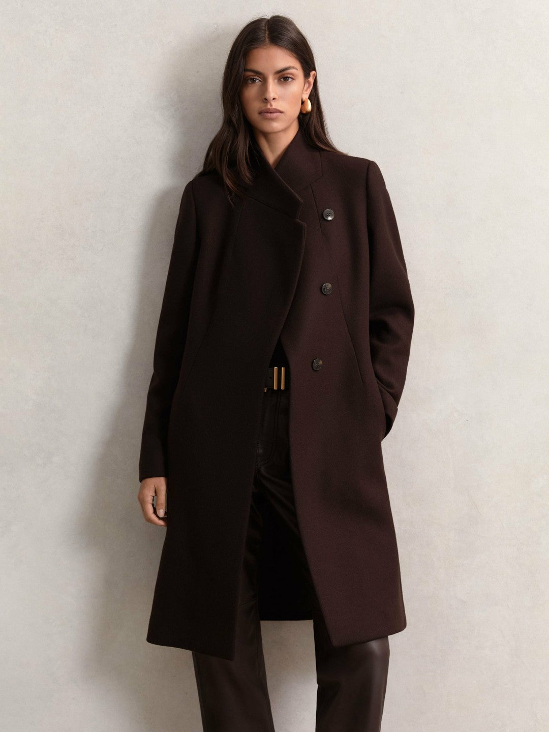 Coat in Chocolate Brown | Reiss Women Signature