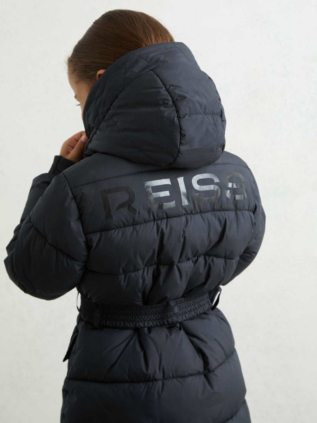 Longline Hooded Puffer Coat in Navy | Reiss Children & Baby Trending