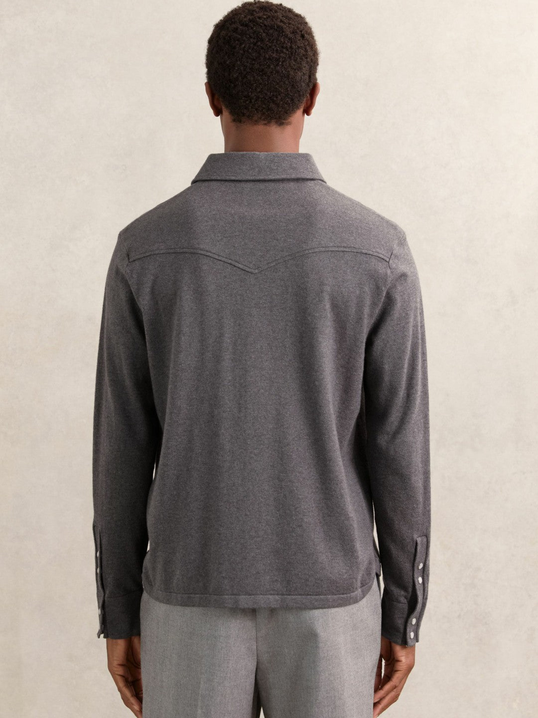 Cotton-Cashmere Western Knitted Shirt in Charcoal Grey | Reiss Men Exclusive