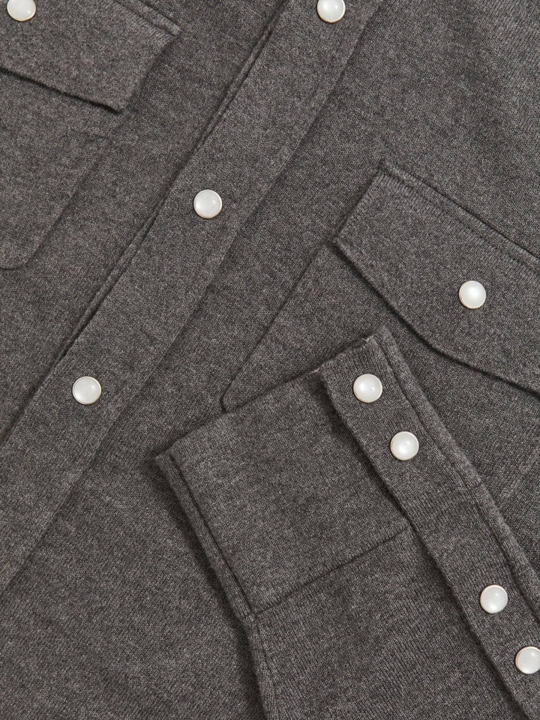 Cotton-Cashmere Western Knitted Shirt in Charcoal Grey | Reiss Men Exclusive