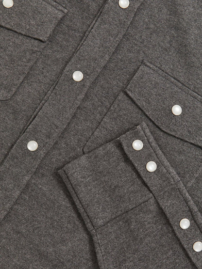 Cotton-Cashmere Western Knitted Shirt in Charcoal Grey | Reiss Men Exclusive