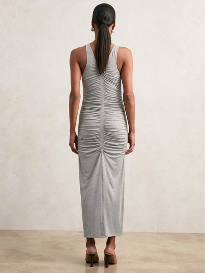 Stretch-Modal Ruched Jersey Dress in Grey | Reiss Women Featured