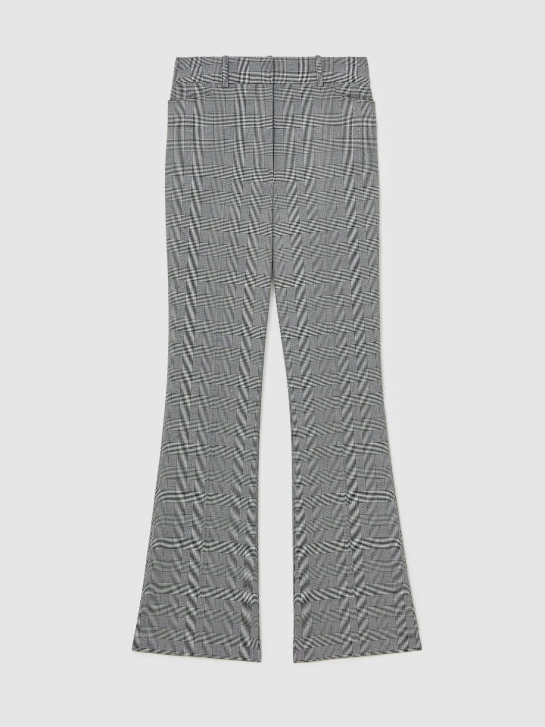 Petite Check Flared Suit Trousers in Grey | Reiss Women Premium