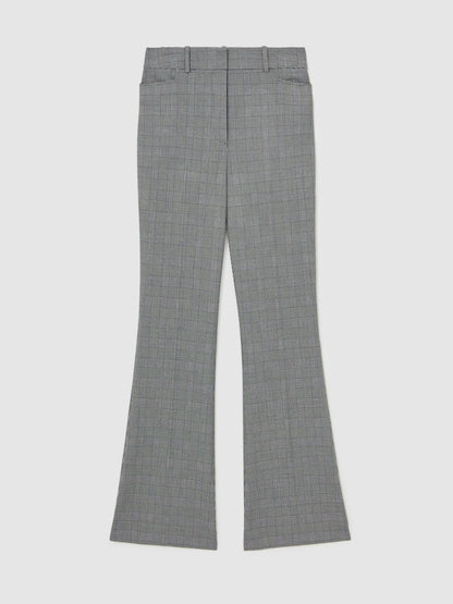 Petite Check Flared Suit Trousers in Grey | Reiss Women Premium