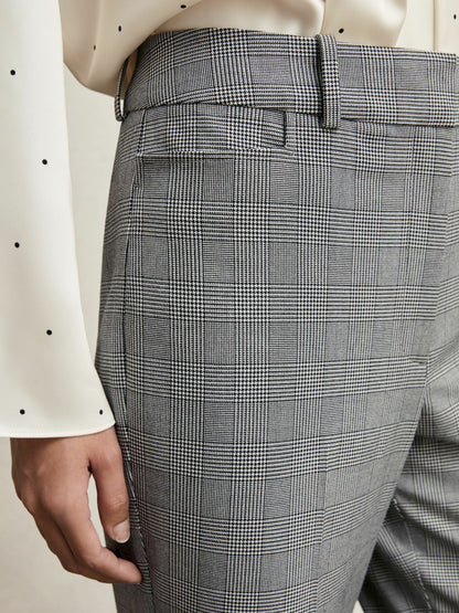 Petite Check Flared Suit Trousers in Grey | Reiss Women Premium
