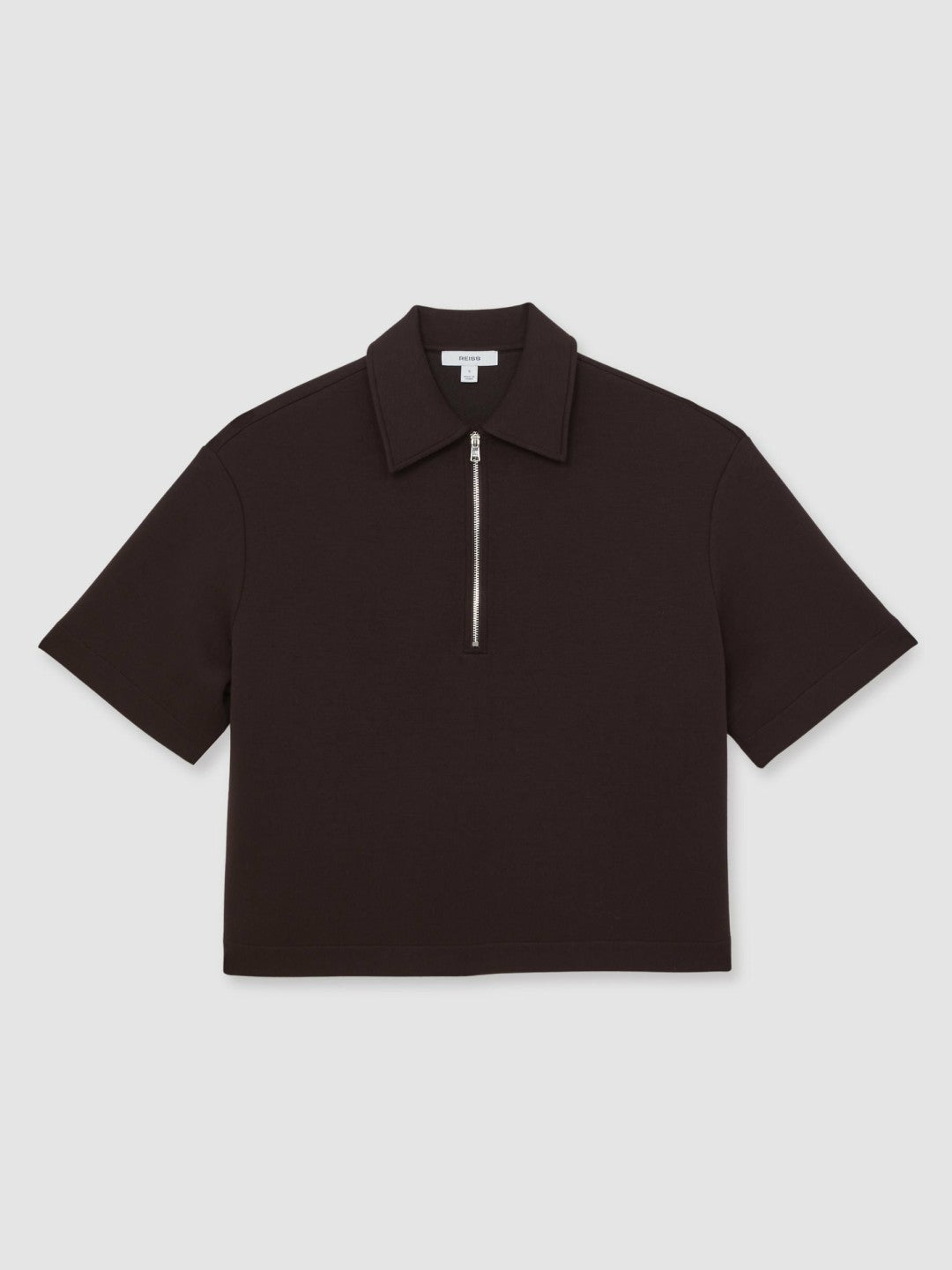 Short-Sleeve Half-Zip Sweatshirt in Plum Purple | Reiss Women Exclusive