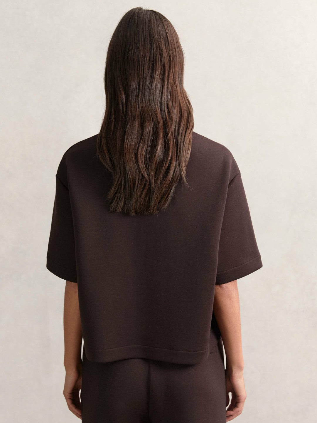 Short-Sleeve Half-Zip Sweatshirt in Plum Purple | Reiss Women Exclusive