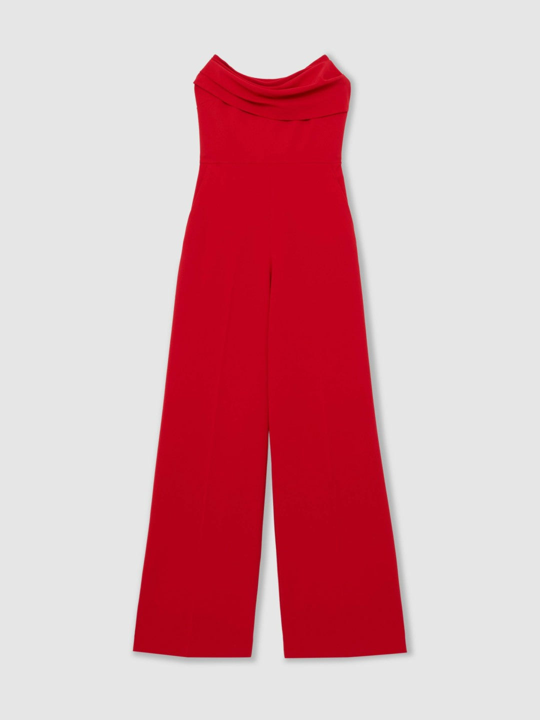 Structured Strapless Wide-Leg Jumpsuit in Red | Reiss Women Featured