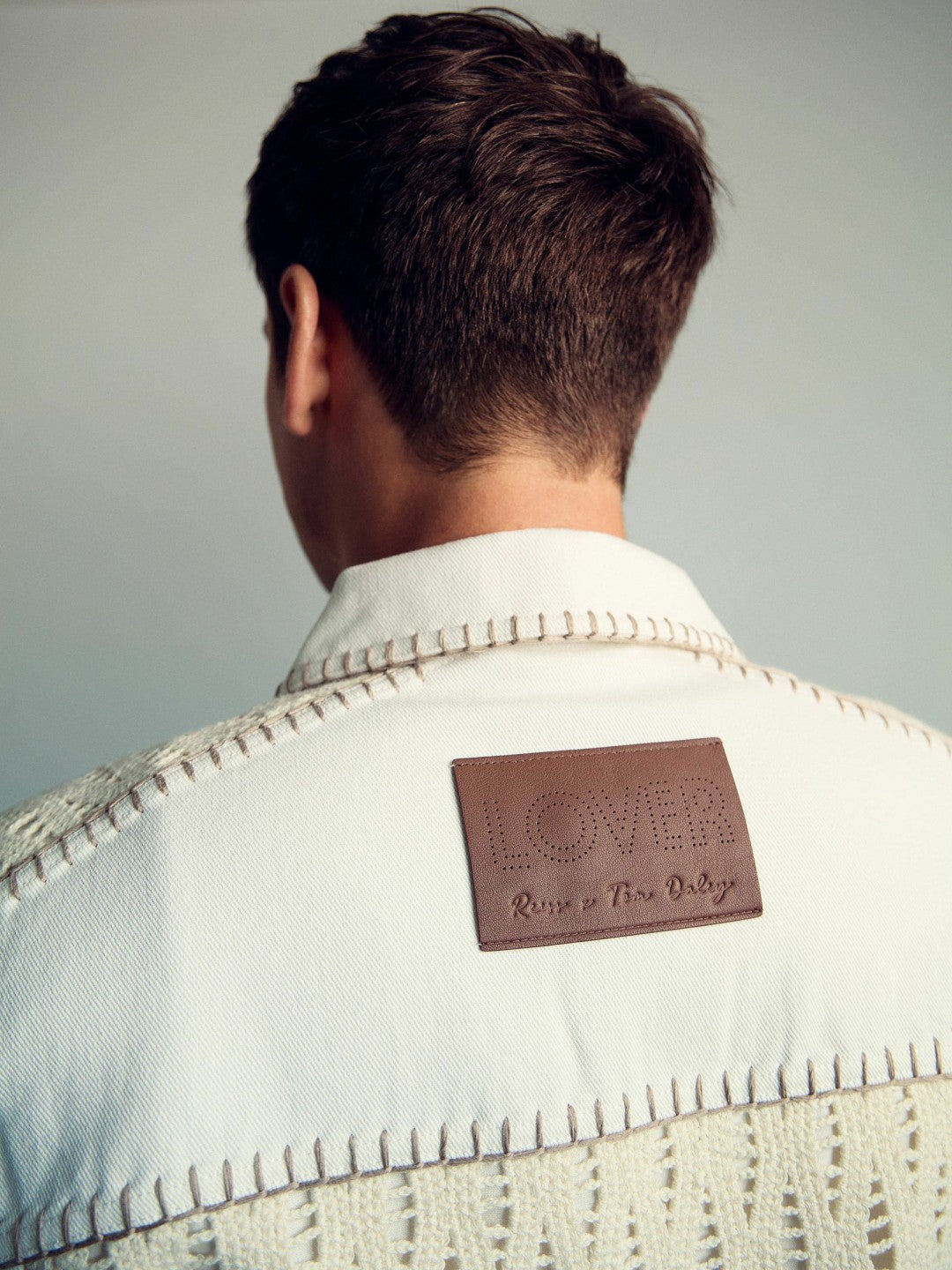 | Tom Daley Crochet Denim Jacket in Off White | Reiss Men Best Seller