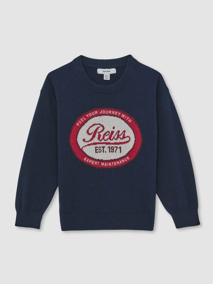 9-13 yrs Cotton Motor Cars Logo Jumper in Navy | Reiss Children & Baby Popular