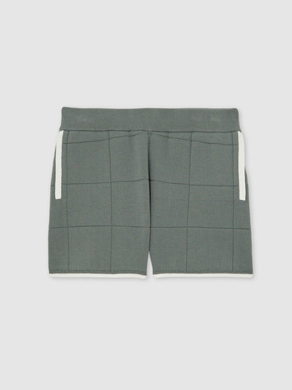 3-9 yrs Tipped Knit Stitch-Detail Shorts in Dark Sage Green | Reiss Children & Baby New