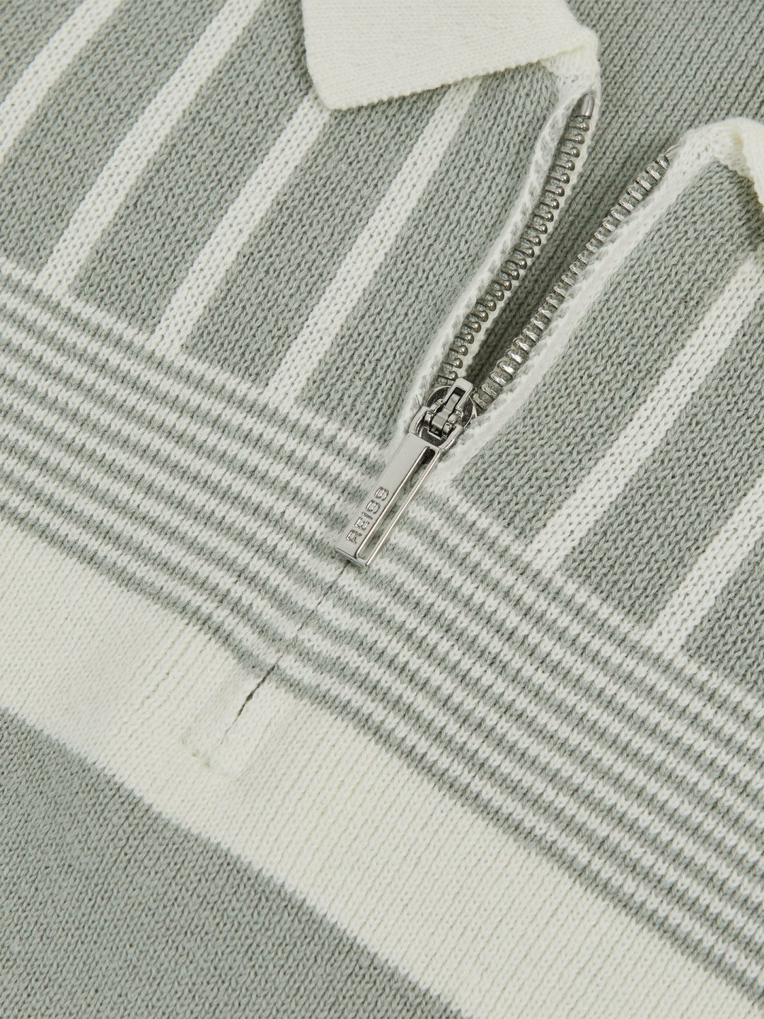13-14 yrs Cotton Stripe Knit Half-Zip Polo Shirt in Sage Green/Off White | Reiss Children & Baby Trending