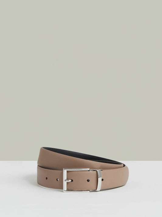 Reversible Leather Belt in Dark Stone/Navy | Reiss Men Popular