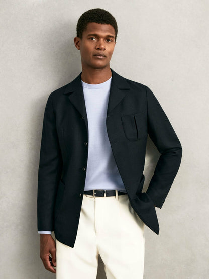 Reversible Leather Belt in Dark Stone/Navy | Reiss Men Popular