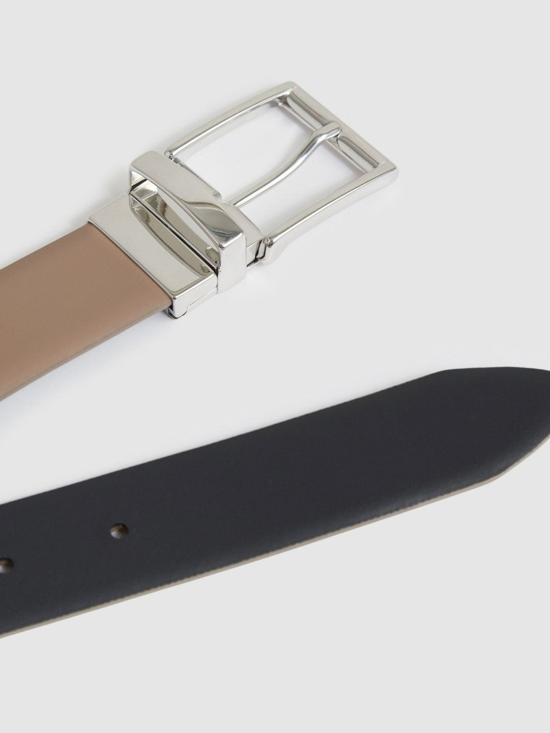 Reversible Leather Belt in Dark Stone/Navy | Reiss Men Popular