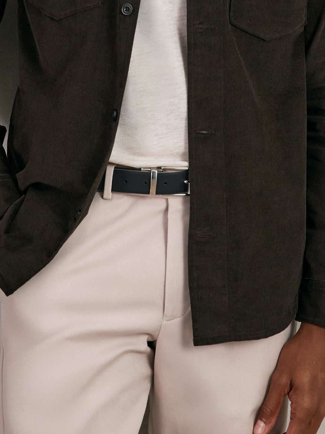 Reversible Leather Belt in Dark Stone/Navy | Reiss Men Popular