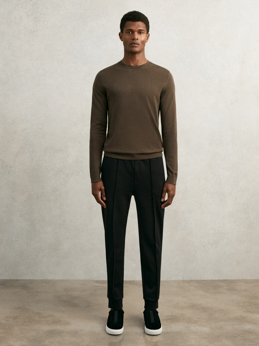 Interlock Drawstring Joggers in Black | Reiss Men Exclusive