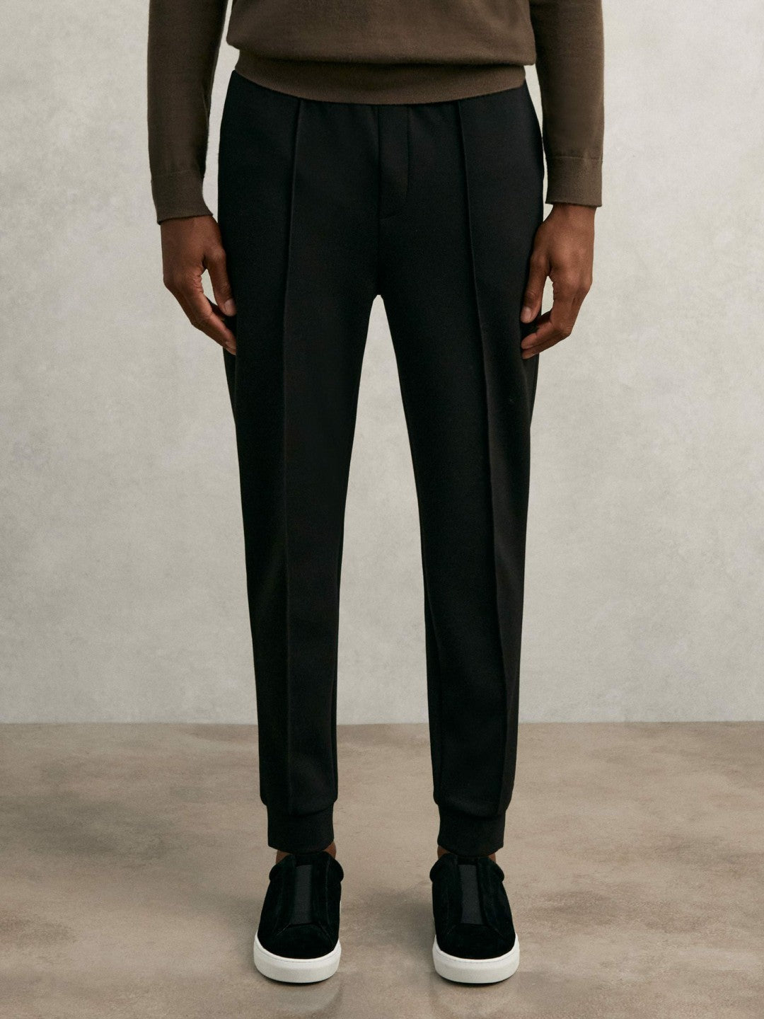Interlock Drawstring Joggers in Black | Reiss Men Exclusive