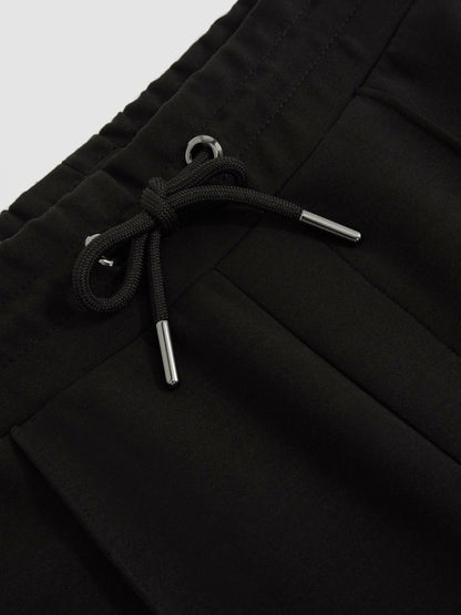 Interlock Drawstring Joggers in Black | Reiss Men Exclusive