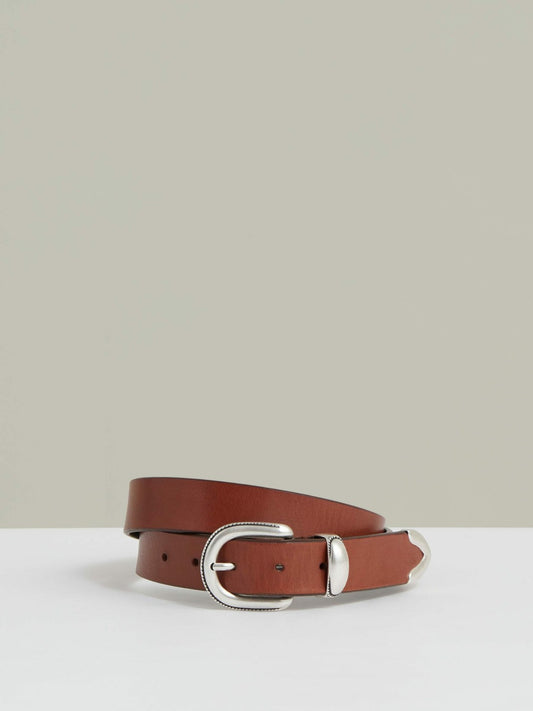 Leather Western Belt in Tan Brown | Reiss Men Premium