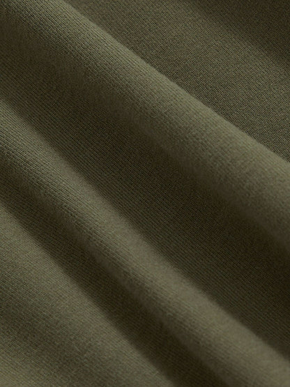 Stretch Cotton V-Neck T-Shirt in Khaki Green | Reiss Women Signature