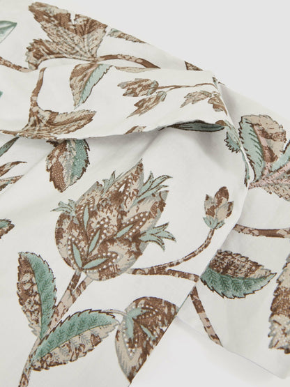 Sculpted Off-Shoulder Floral Mini Dress Linen-Cotton in Ivory | Reiss Women Exclusive