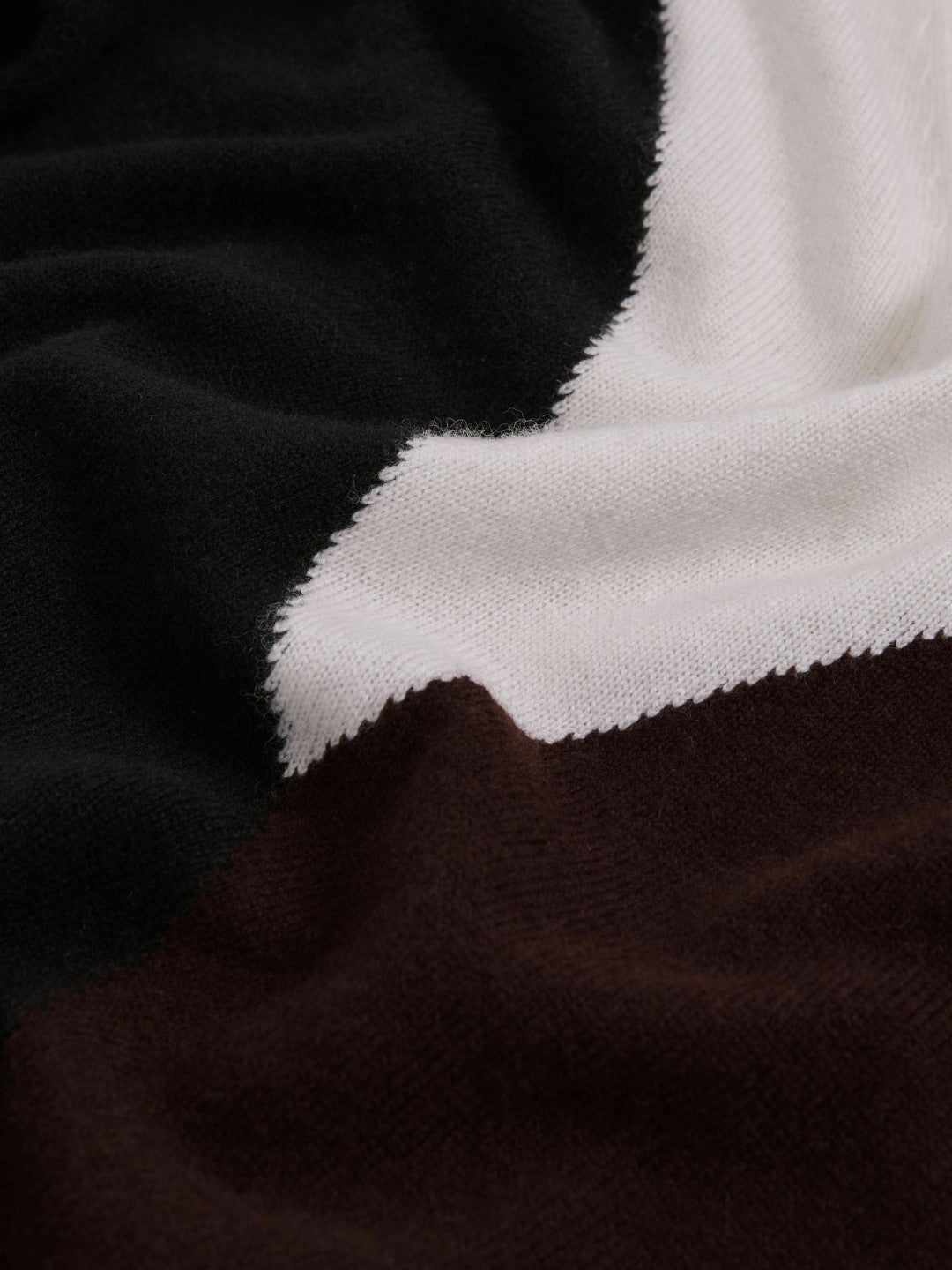 Wool-Blend Colourblock Knit Jumper with Cashmere in Black/Burgundy/Cream | Reiss Women Recommended