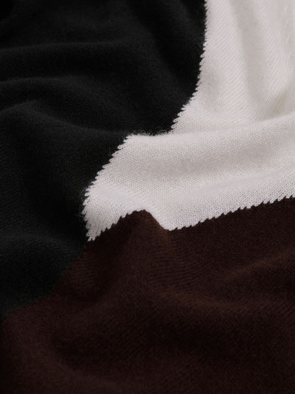 Wool-Blend Colourblock Knit Jumper with Cashmere in Black/Burgundy/Cream | Reiss Women Recommended