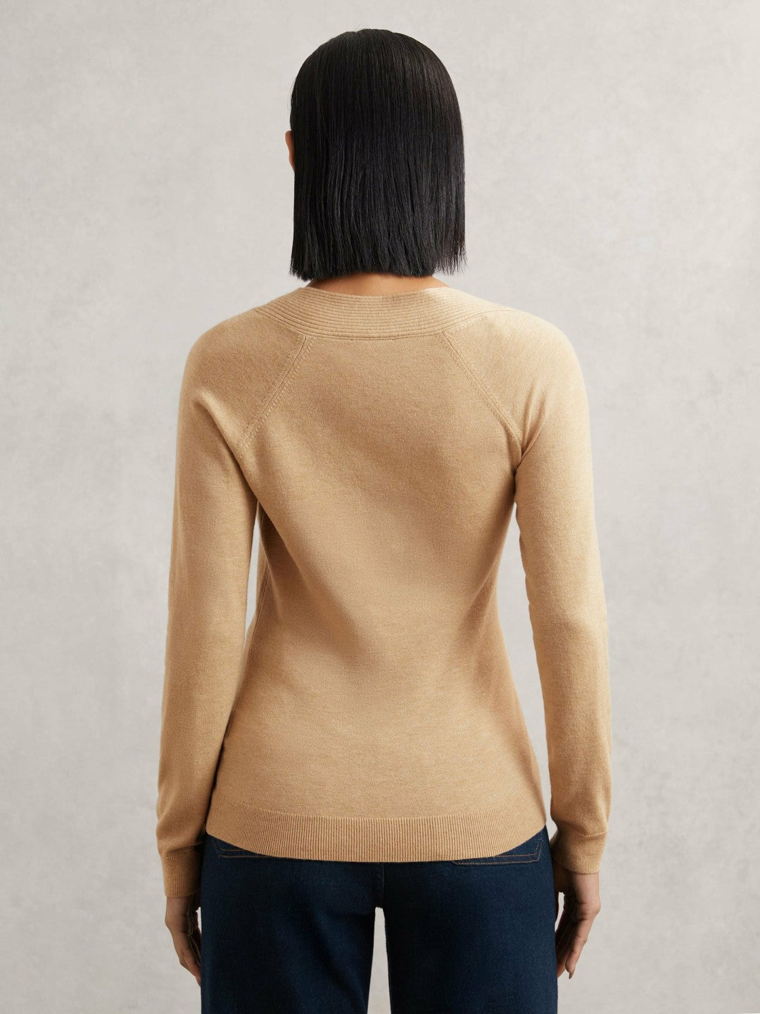 Wool-Blend Asymmetric Knit Top in Camel | Reiss Women Best Seller