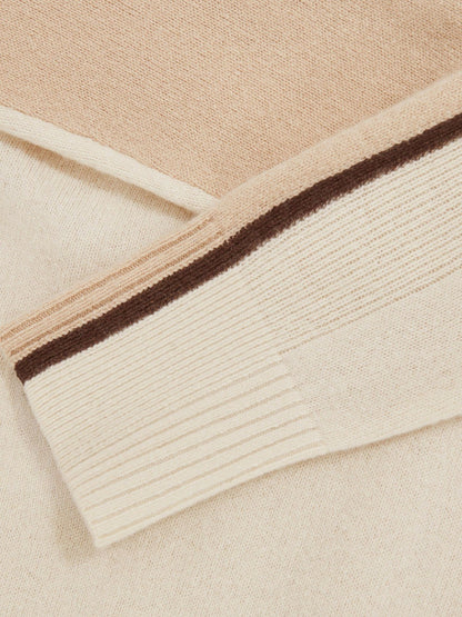 Wool-Blend Colour-Block Jumper With Cashmere in Cream/Neutral | Reiss Women Exclusive