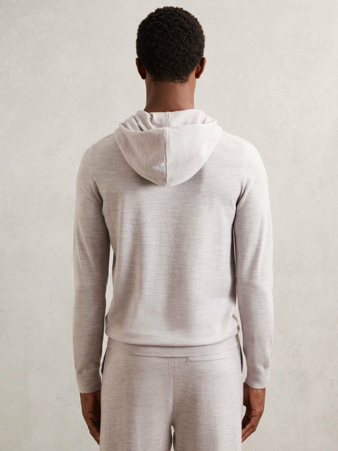 Merino Wool Drawstring Hoodie in Wicker Brown Melange | Reiss Men Trending