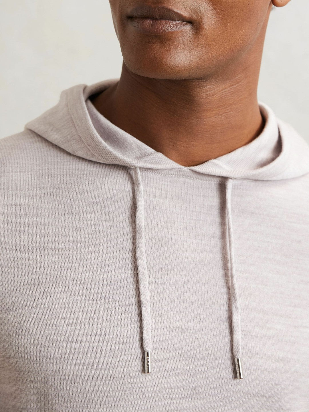 Merino Wool Drawstring Hoodie in Wicker Brown Melange | Reiss Men Trending