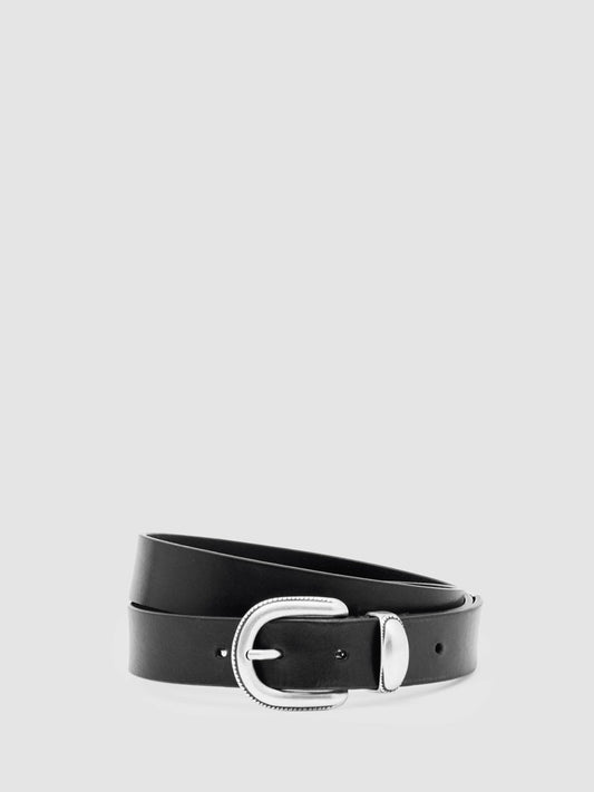 Leather Western Belt in Black | Reiss Men Trending