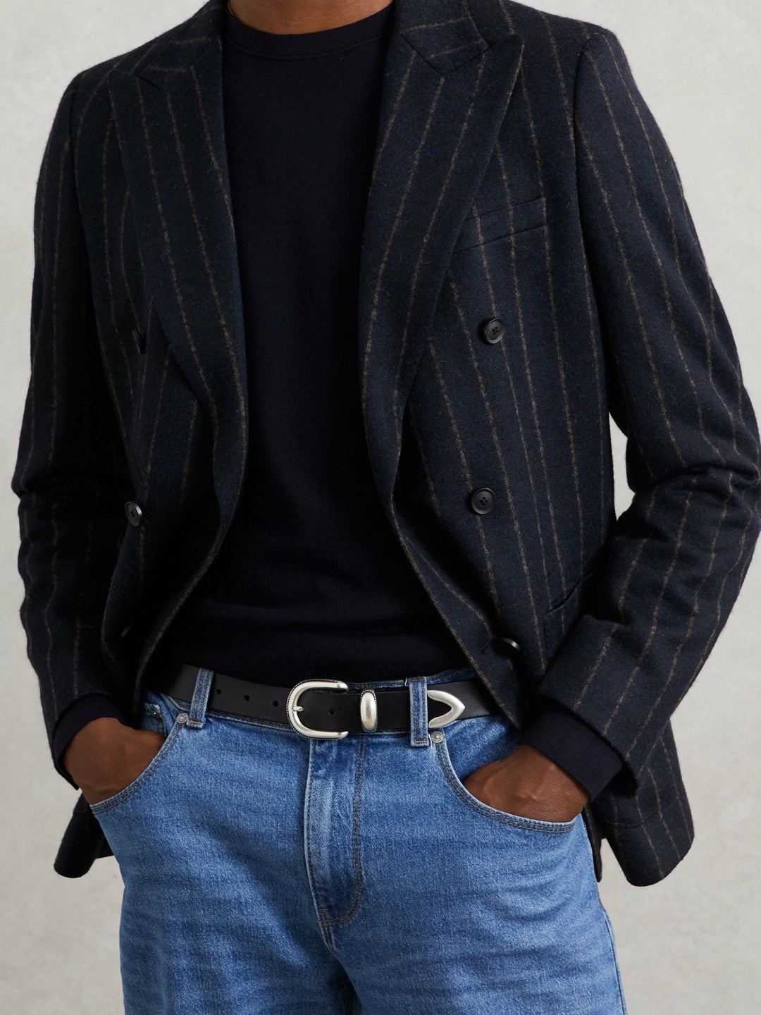 Leather Western Belt in Black | Reiss Men Trending