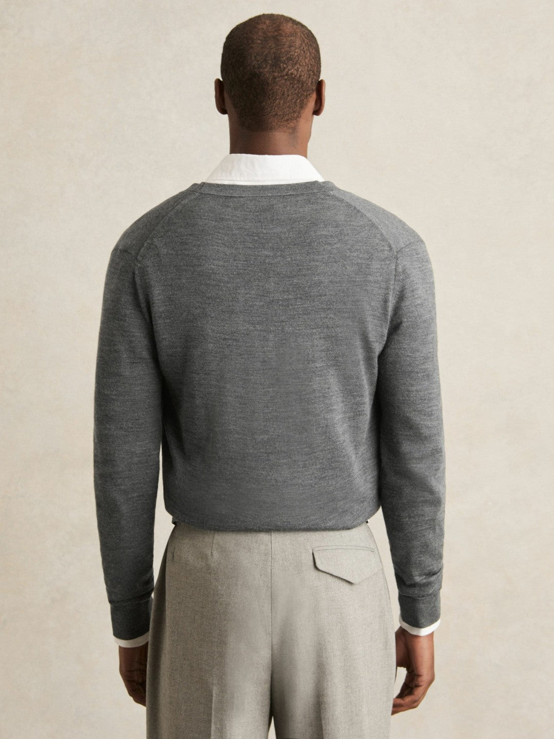Merino Wool Button-Through Cardigan in Derby Grey Melange | Reiss Men Signature