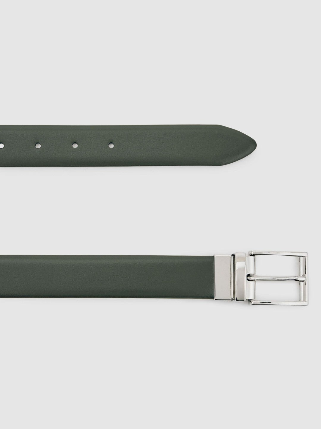 Reversible Leather Belt in Forest Green/Off White | Reiss Men Best Seller