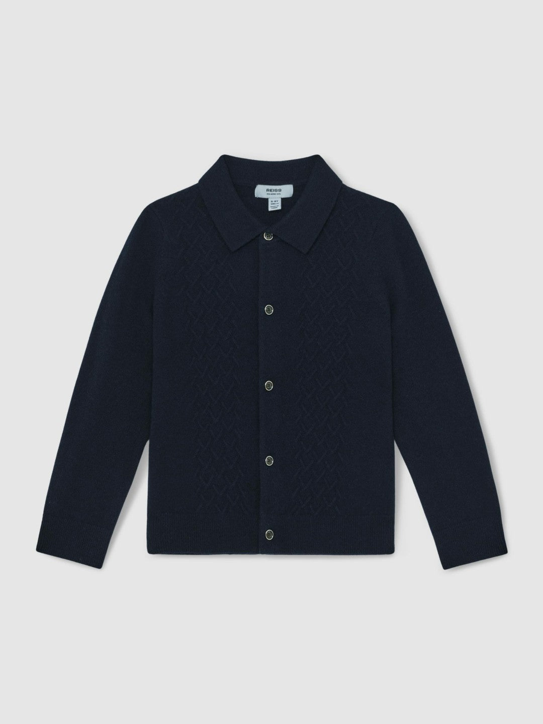 13-14 yrs Wool V-Stitch Button-Through Cardigan in Navy Blue | Reiss Children & Baby Featured