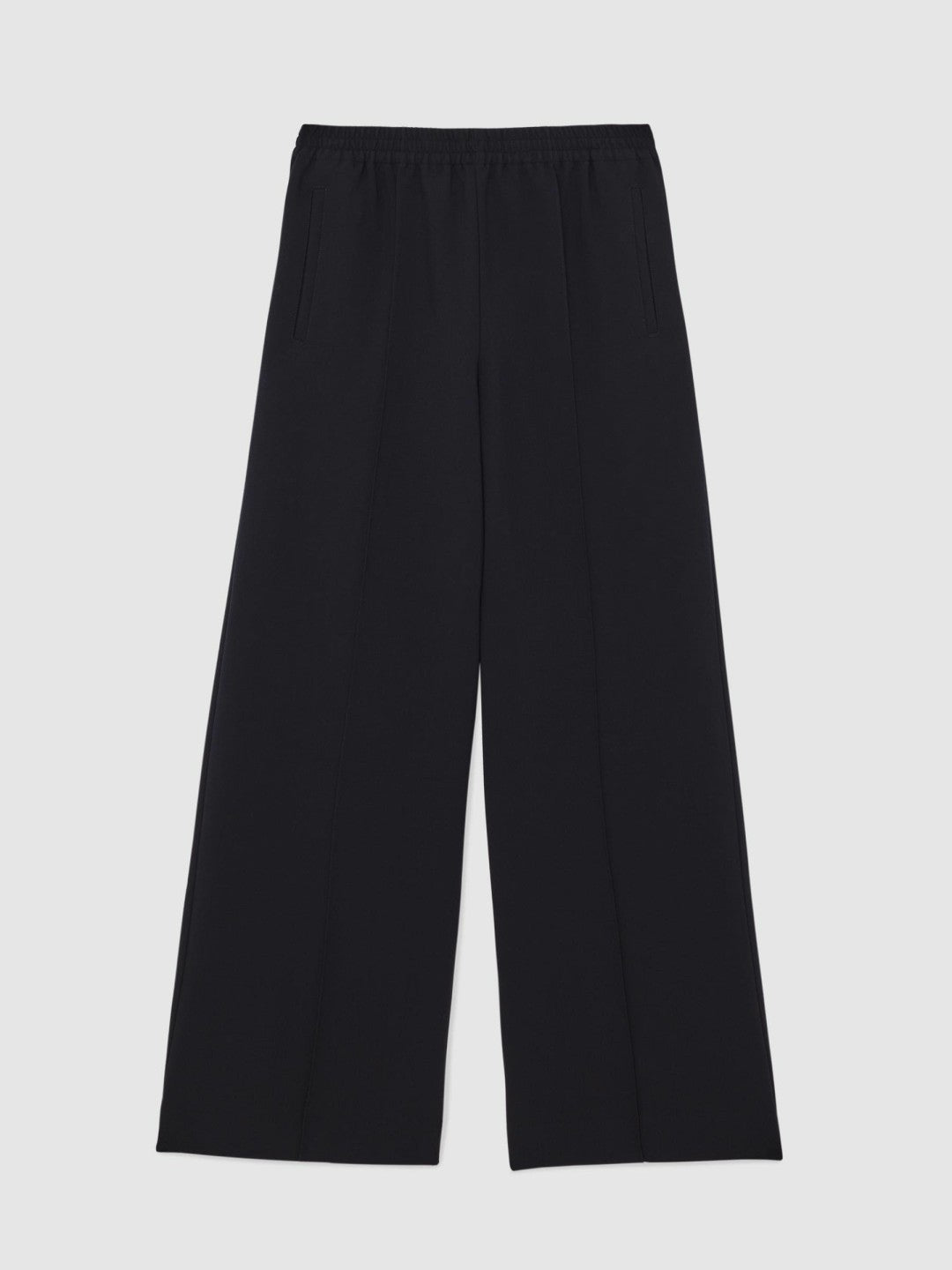 Petite Wide Leg Elasticated Waist Trousers in Navy | Reiss Women Trending