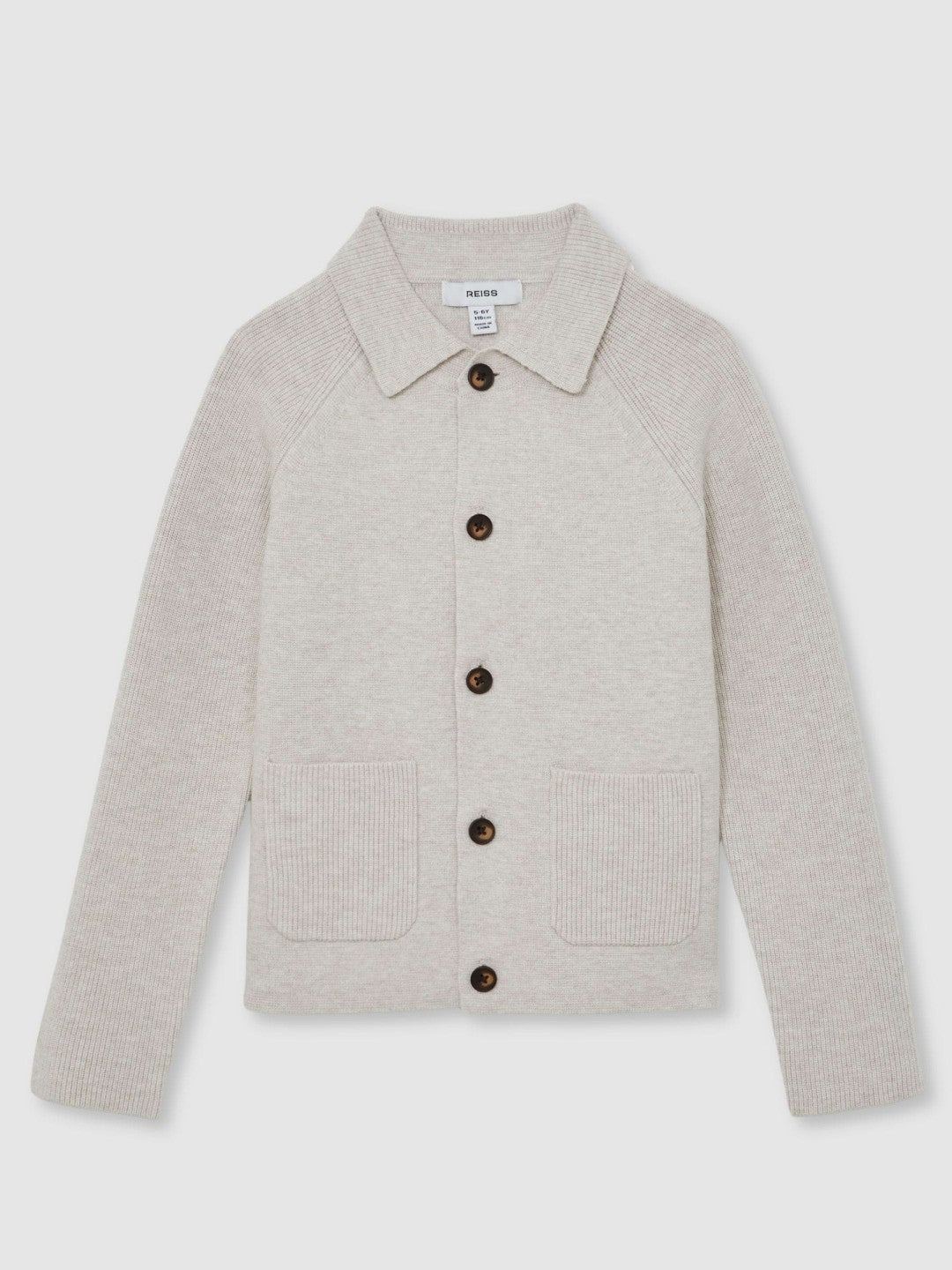 3-9 yrs Button-Through Knitted Cardigan in Oatmeal Melange | Reiss Children & Baby Signature