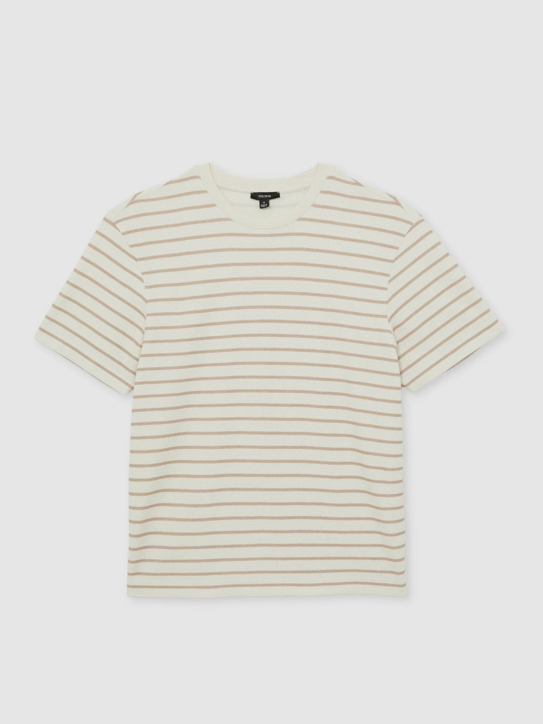 Cotton Textured Stripe T-Shirt in Oatmeal/White | Reiss Men Trending