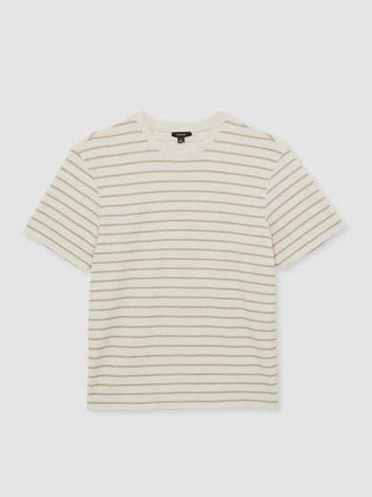 Cotton Textured Stripe T-Shirt in Oatmeal/White | Reiss Men Trending