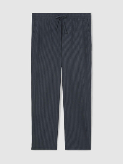 Textured Stripe Drawstring Trousers in Petrol Blue | Reiss Men Featured